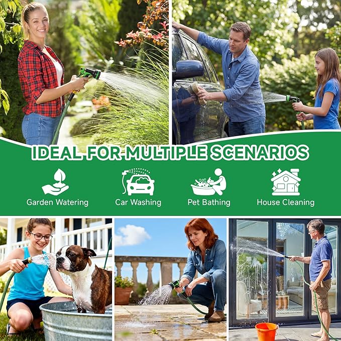 Garden Hose 50FT Non-Expandable Water Hose Flexible Kink-Free Lightweight Leak-Proof Sturdy Outdoor Hose Water Pipe for Garden Yard Lawn Camper 3/4 Inch Fittings