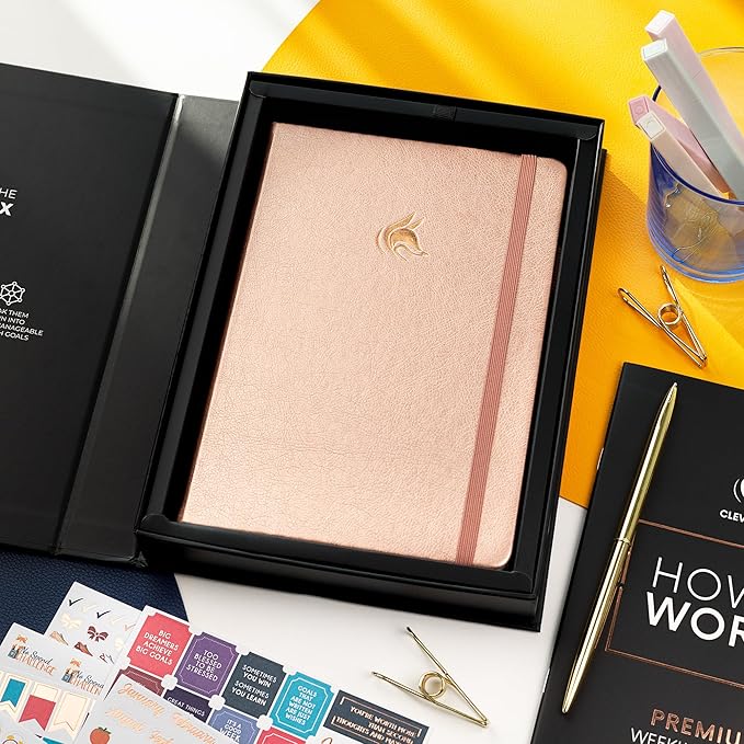 Clever Fox Planner Premium Edition – Undated Luxurious Weekly & Monthly Planner to Increase Productivity and Hit Your Goals – Organizer – Start Anytime, A5, Lasts 1 Year, Rose Gold (Weekly)