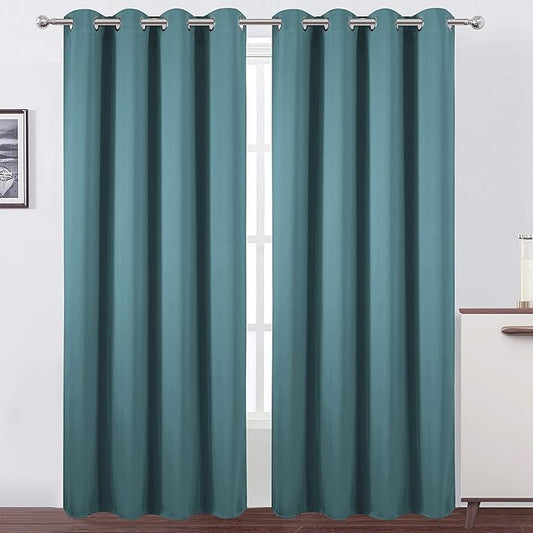 LEMOMO Sea Teal Thermal Blackout Curtains/52 x 108 Inch/Set of 2 Panels Room