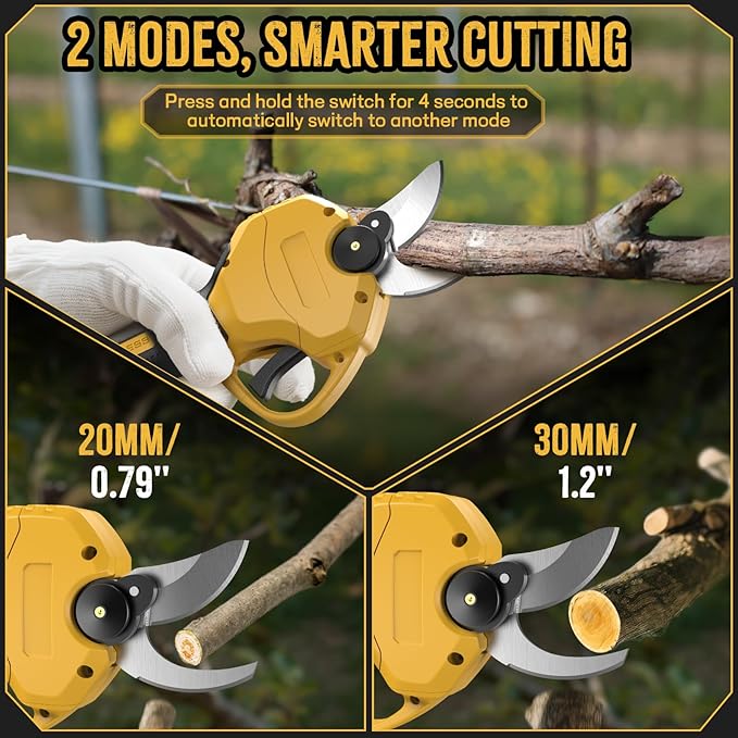 2 IN 1 Electric Pruning Shears Cordless with Pole for Dewalt 20V MAX Battery, 1.2" Cutting Diameter, 14Ft Reach, Brushless Motor Branch Cutter - for Gardening & Tree Trimming (No Battery)