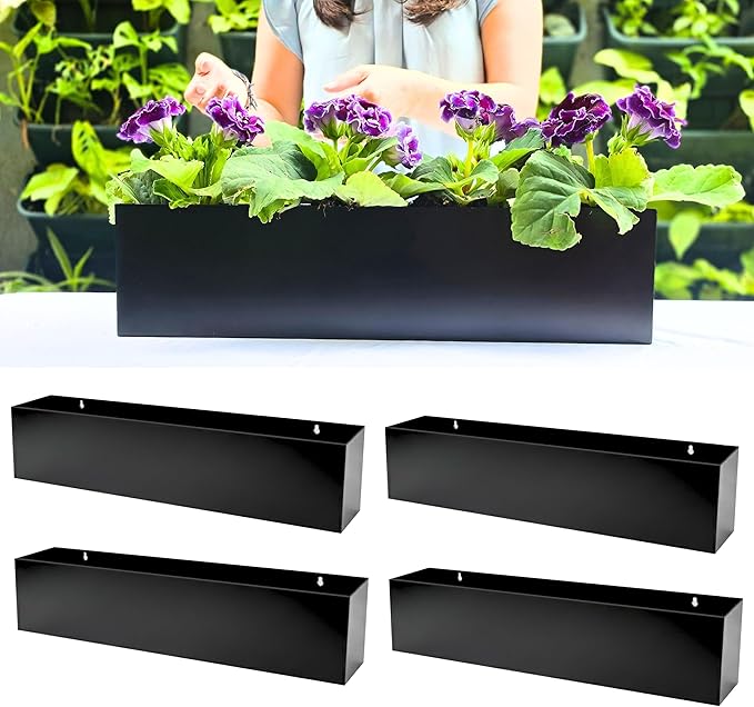LaLaGreen Wall Planters for Outdoor Carbon Steel Black Metal Hanging Flower Pot