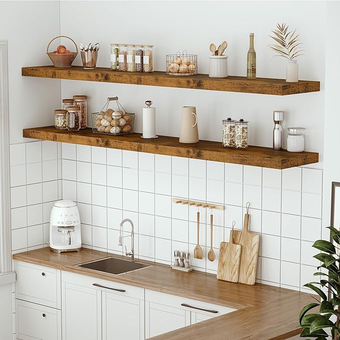 Vivelove 12 Inch Deep Floating Shelves 72 inch Long, 72 x 12 Wide Wall Shelves