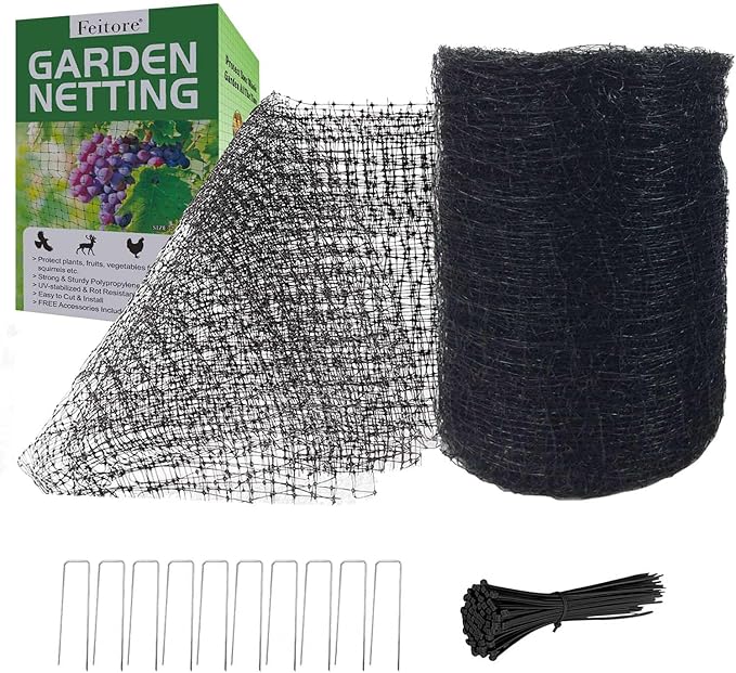 Feitore Deer Fence Netting, 7 x 100 Feet Anti Bird Deer Protection Net Reusable Protective Garden Netting for Plants Fruit Trees Vegetables Against Birds and Other Animals