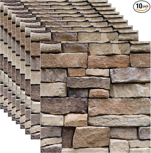10PCS 3D Wall Panels Peel and Stick, 3D Brick Wallpaper Peel and Stick PVC