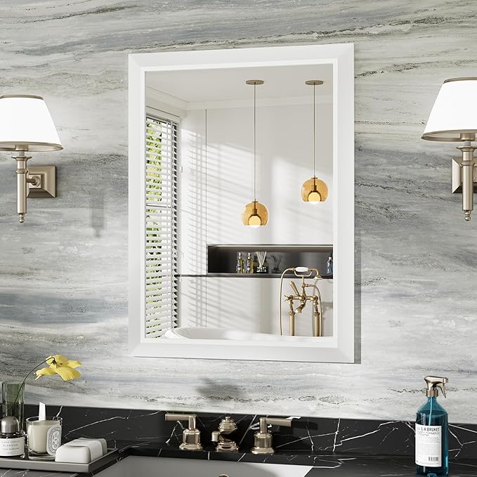 24x32 Inch White Bathroom Mirror