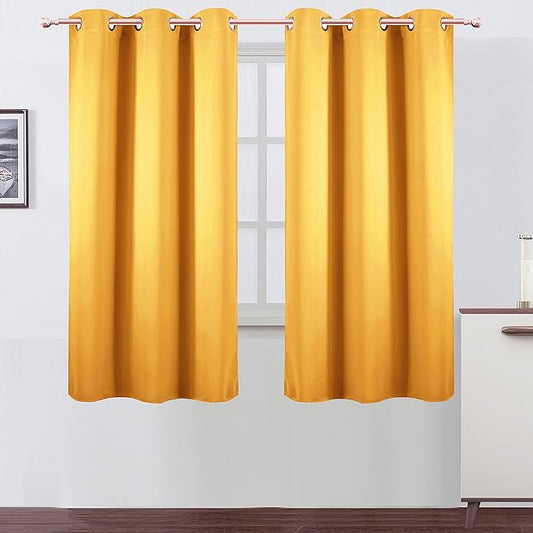 LEMOMO Yellow Thermal Blackout Curtains/38 x 63 Inch/Set of 2 Panels Room