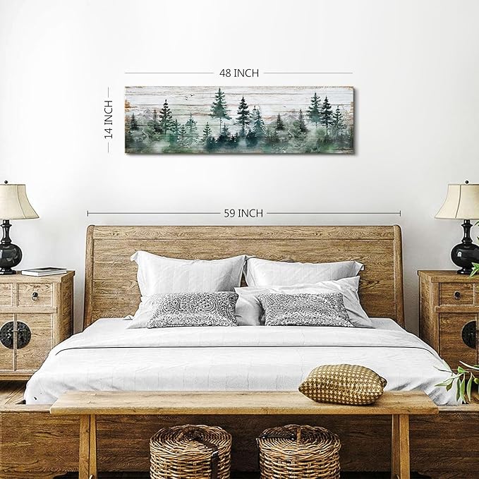 Farmhouse Pine Tree Wall Art Forest Picture Wall Decor Rustic Wood Mountain