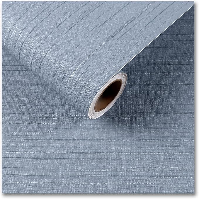 CRE8TIVE Light Blue Grasscloth Wallpaper Textured Stick and Peel Faux Grass