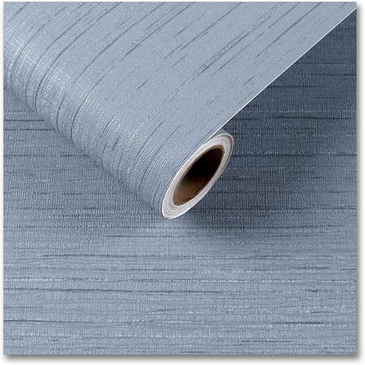 CRE8TIVE Light Blue Grasscloth Wallpaper Textured Stick and Peel Faux Grass