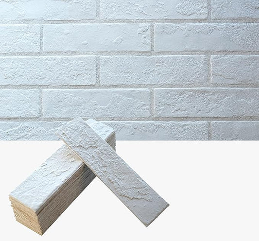 White Faux Brick Wall Tiles, 3D Thin Brick Veneers