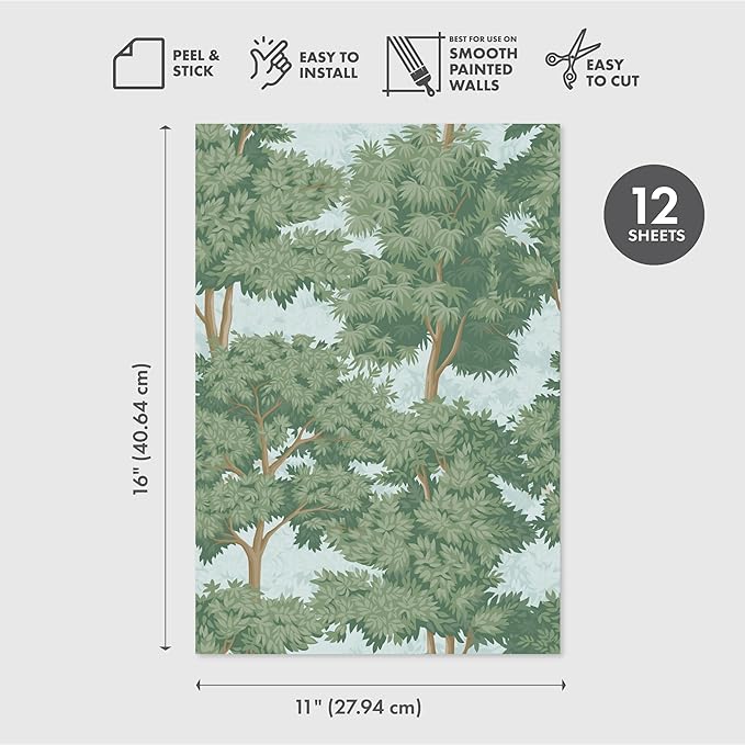 Main Street Peel and Stick Wallpaper Eco-Friendly Sheets 12 Pack, 11 X 16 Inch