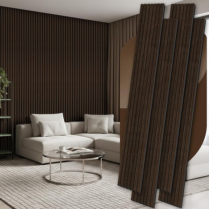 4 Pack Wood Panels for Wall, 106.3" × 11" Wood Slat Acoustic Panels for Wall