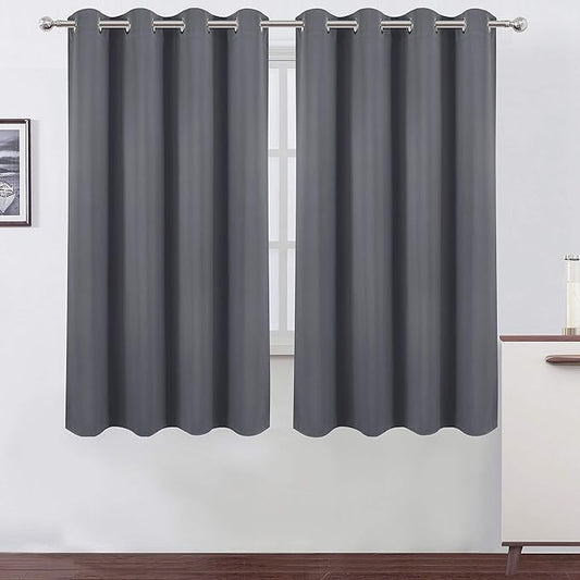 LEMOMO Grey Blackout Curtains 52 x 63 Inch/Gray Curtains Set of 2 Panels/Room