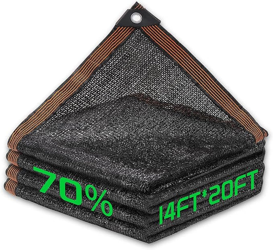 70% Shade Cloth, 14FTx20FT HDPE Mesh Tarp with Reinforced Grommets, Outdoor Sun Shade Net for Greenhouse, Plants, Garden, Pergola, Patio, Chicken Coop (14FT*20FT)