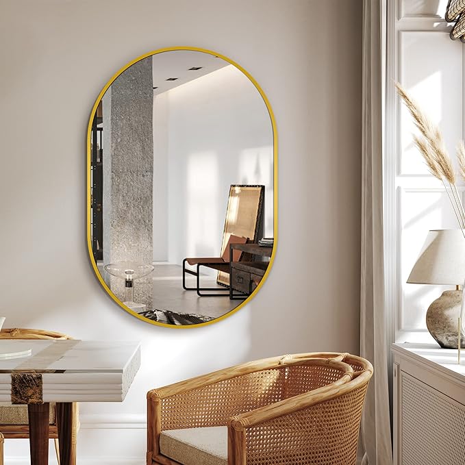 Bathroom Mirror for Wall, Metal Framed Vanity Mirror