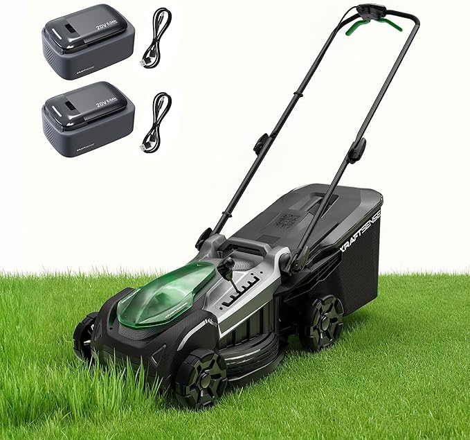 18" Electric Lawn Mower, 40V Cordless Lawn Mower with 2x5.0Ah Batteries, Brushless Motor, 2-in-1 Mulching & Bagging, 6-Position Height Adjustment, for Small to Medium Yards