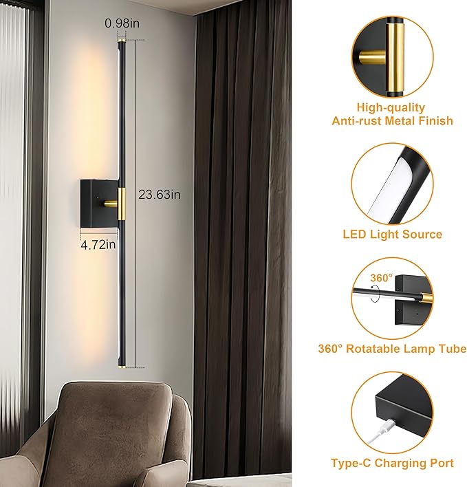 Morauroral Battery Operated Wall Sconces Set of 2, 10000mAh Rechargeable Sconces