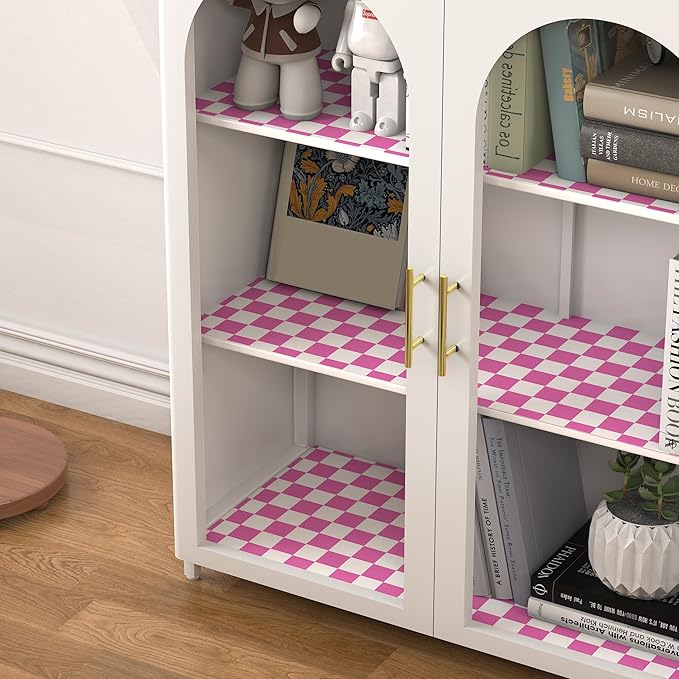 Modern Peel and Stick Wallpaper Pink and White Mosaic Checkered Contact Paper