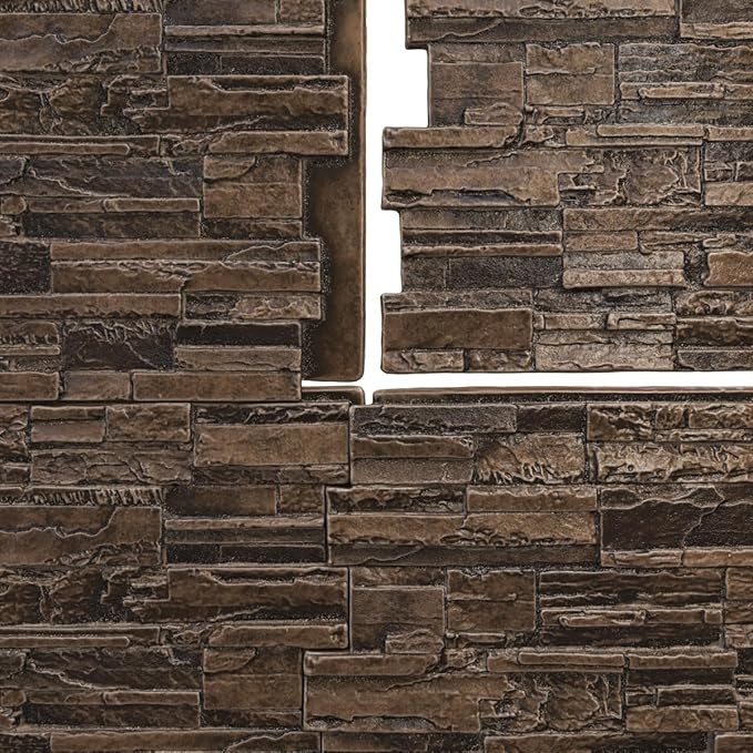 EverStone Cascade Faux Stone Panel, 48 5/8"W x 24 3/4"H x 1 1/4"D, Willow Peak