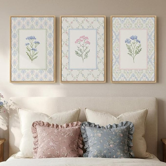 3 Piece Framed Canvas Floral Wall Art