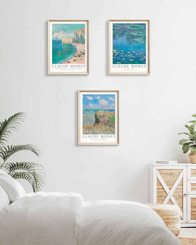 HesenDot Claude Monet Framed Wall Art, 12x16in High Framed Canvas Prints