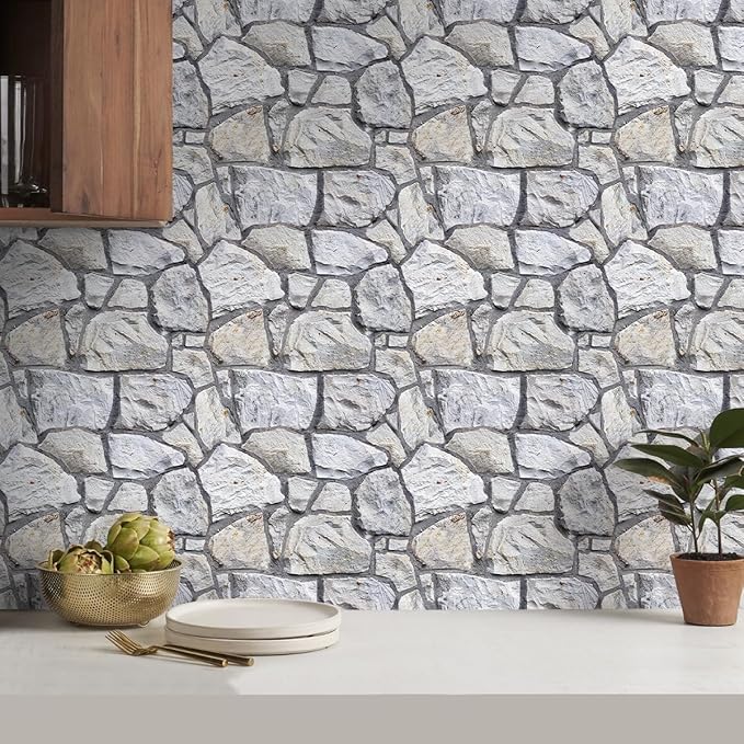 COMSTICKC 3D Faux Stone Wall Panel Peel and Stick Wall Covering, Not Real Stone