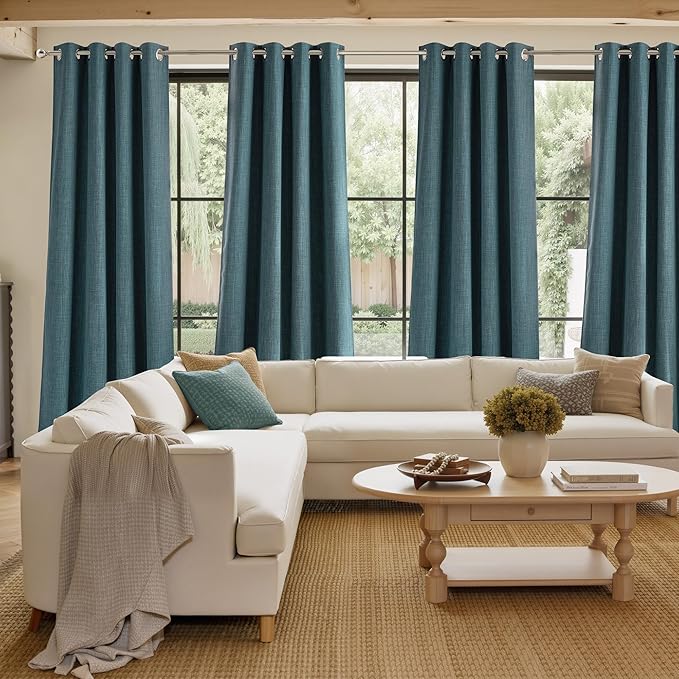 NICETOWN Greyish Blue Room Darkening Rod Pocket Curtains 63 inch Length