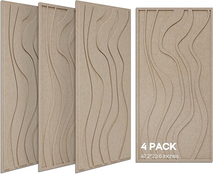 BUBOS 4 Pack Large Acoustic Panels, Total-Size 47.2 x 23.6 Inches Soundproof