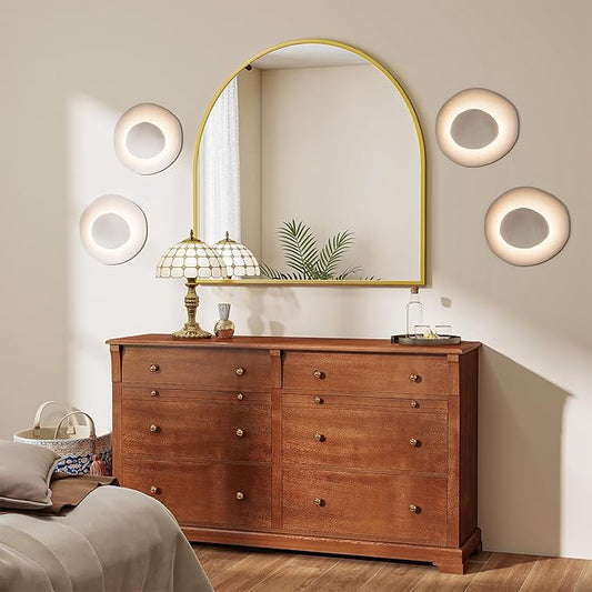 VooBang Wide Arched Wall Mirror, 38 x 40 inch Arch Bathroom Mirror, Wall