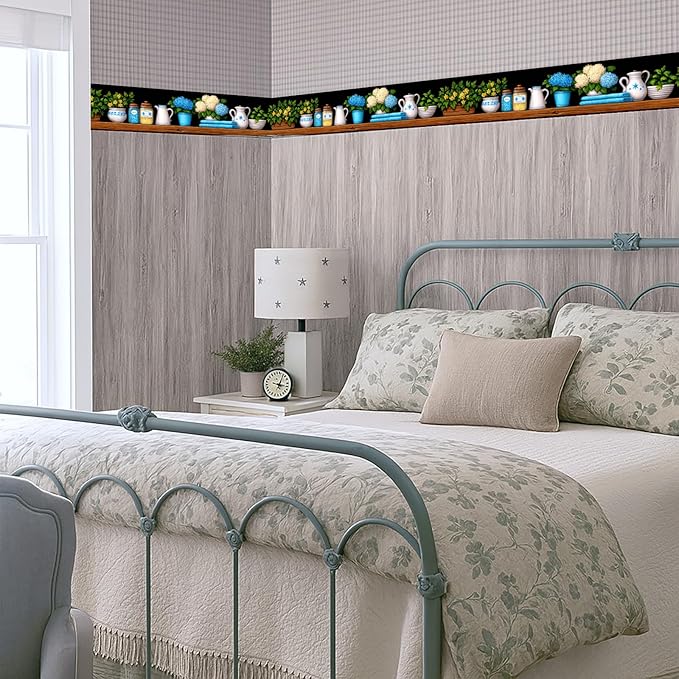 Kitchen Shelf Wallpaper Border 196x4 Inch Removable Wall Border Peel and Stick