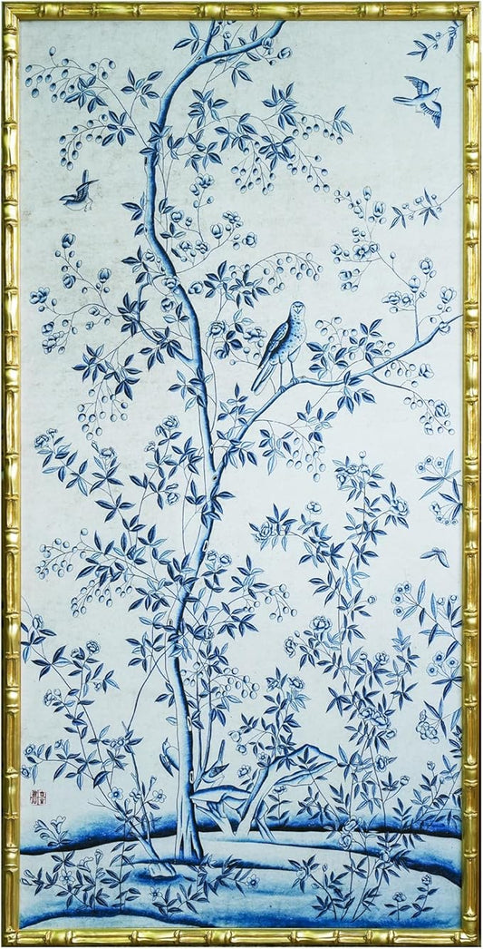 HongFengtang Chinoiserie Bamboo Wall Art Print, Hand Painted Style Vintage