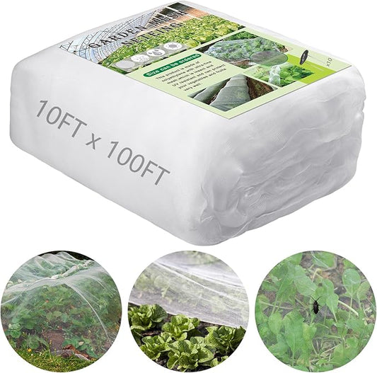 Garden Netting Plant Covers 10x100 Ft Net Ultra Fine Mesh Protection Netting for Vegetable Plants Fruits Flowers Crops Greenhouse Row Cover Raised Bed Barrier Mosquito Net Screen Protection Net Cover