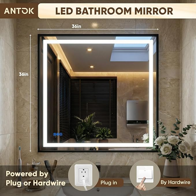 Antok 36X36 LED Bathroom Mirror