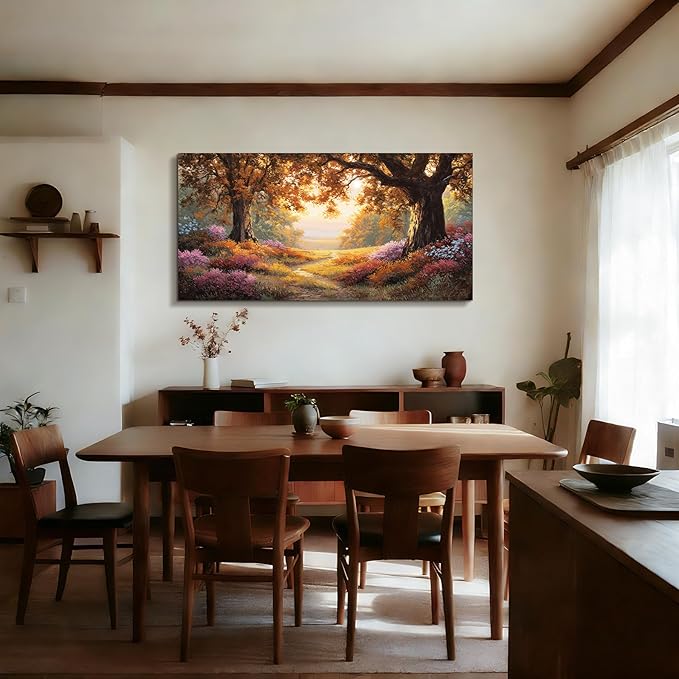 SERIMINO Oversized Wall Art, Landscape Wall Art, Nature Art Prints Decor, Fall Forest Home Decorations, Extra Large Paintings for Living Room Bedroom Dining Room Office Entryway Hotel 29"x57"