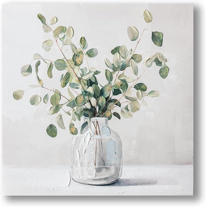 Eucalyptus Hand painted Canvas Wall Art, Eucalyptus Plant Painting Art Decor