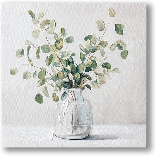 Eucalyptus Hand painted Canvas Wall Art, Eucalyptus Plant Painting Art Decor