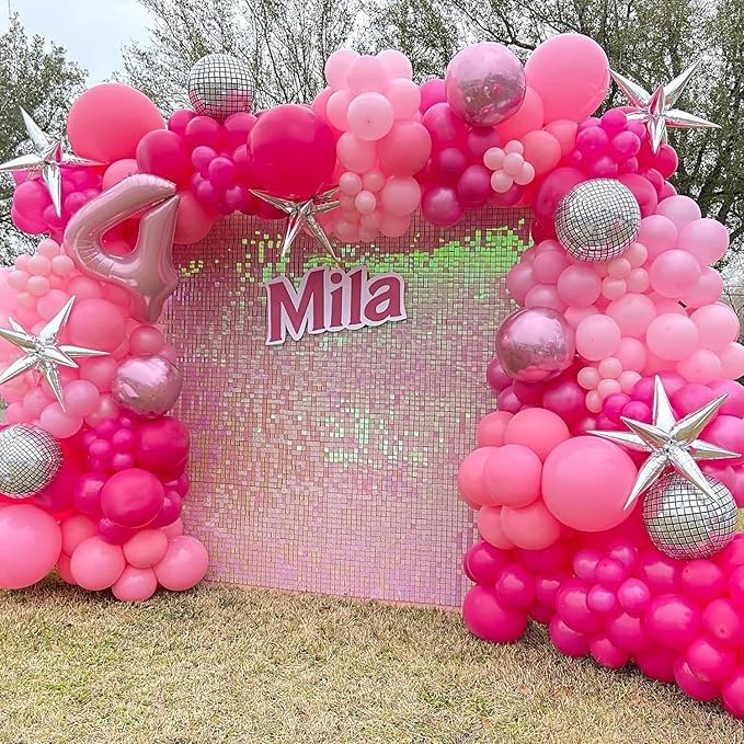 COKAOBE Iridescent Pink Shimmer Wall Backdrop, Photo Backdrops