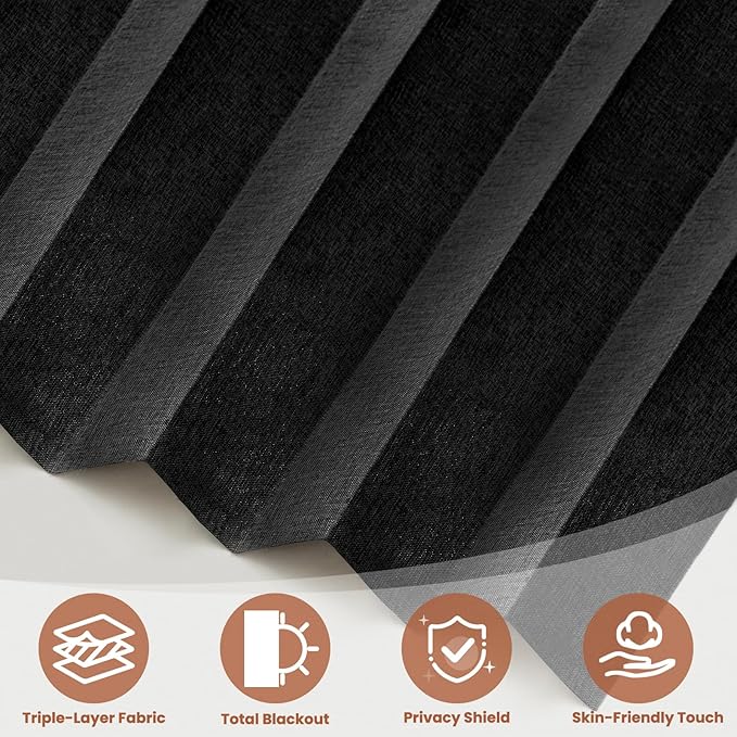 AJAZZ Blackout Accordion Door Curtain 98"x84" Black