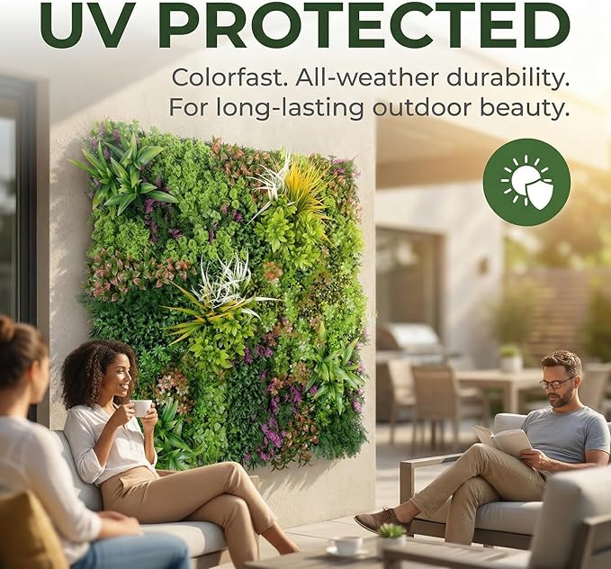 1PC 40"x 40" Artificial Grass for Wall, 3D Faux Boxwood Hedge Panels Green Wall