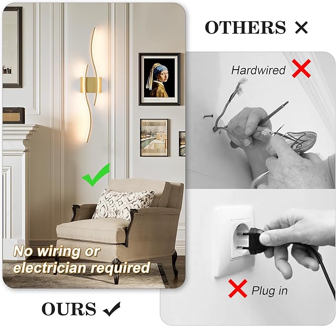 KARTOOSH Battery Operated Wall Sconces Set of Two