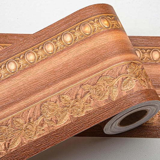 AbaBoorty Wood Wallpaper Border 196"X4.1" 3D Peel and Stick Wall Border