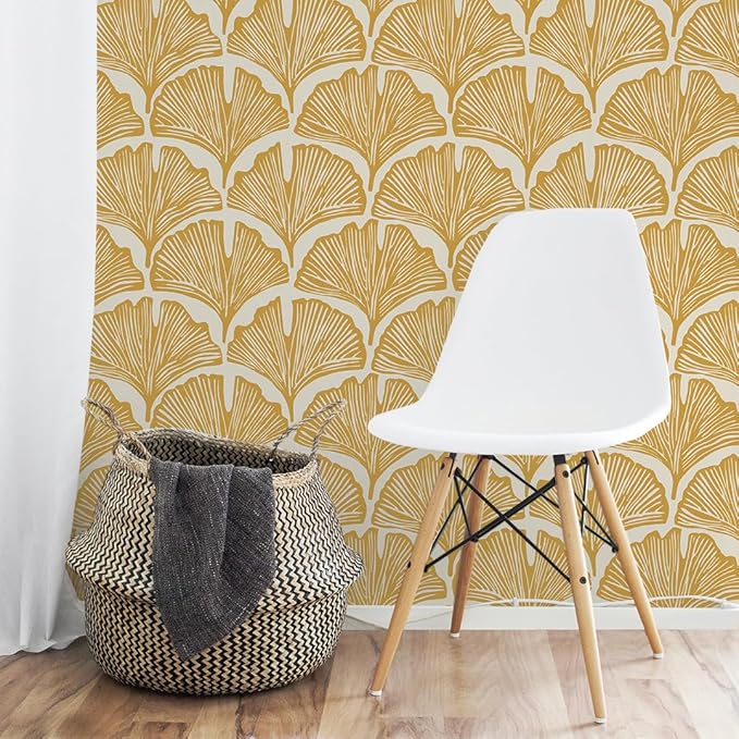 Tempaper x Novogratz Golden Mustard Feather Palm Removable Peel and Stick
