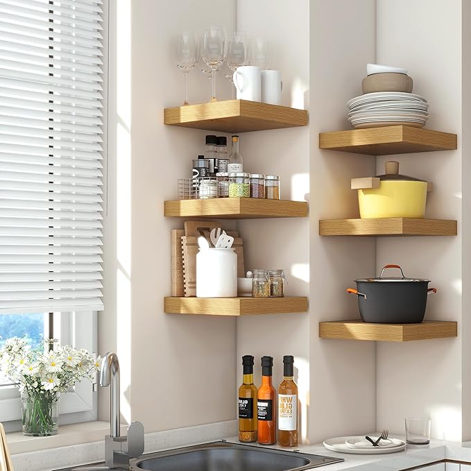 Square Floating Shelves for Wall 12"W x 12"D x 1.4"H, Small Engineered Wood