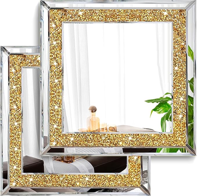 2 Piece Wall Mirrors, Crush Diamond Wall Decor