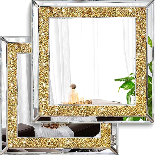 2 Piece Wall Mirrors, Crush Diamond Wall Decor
