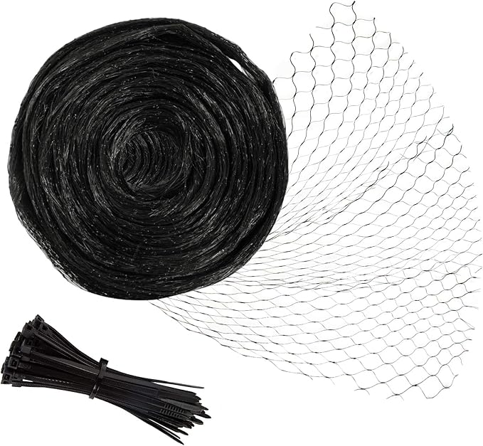 Unves Bird Netting, 13 x 33 Feet Reusable Heavy Duty Fruit Tree Net with 50 Pcs Cable Ties, Garden Netting for Seedlings Plants Vegetables Protection from Birds and Animals Reusable Fencing