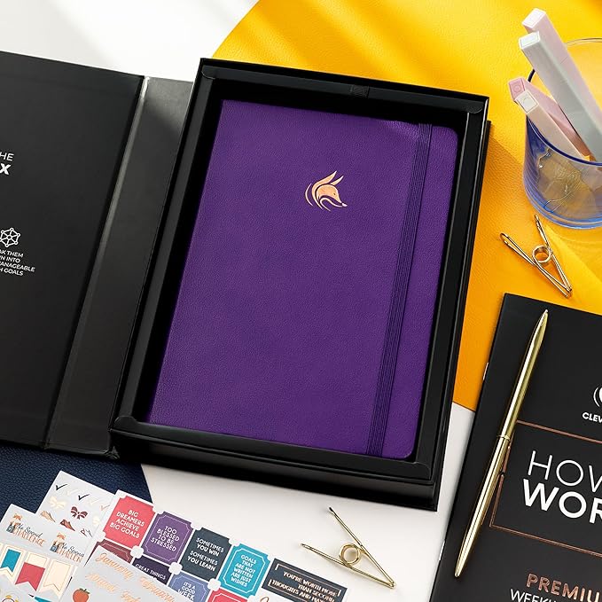 Clever Fox Planner Premium Edition – Undated Luxurious Weekly & Monthly Planner to Increase Productivity and Hit Your Goals – Organizer – Start Anytime, A5, Lasts 1 Year, Purple (Weekly)