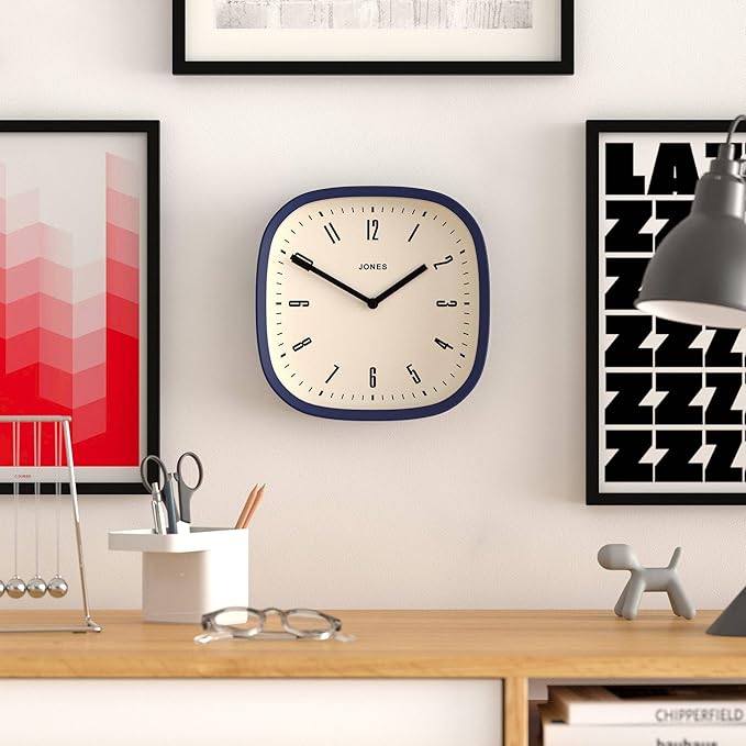 JONES CLOCKS® Marvel Wall Clock | Modern Retro Rounded Square Clock | 10 inch |