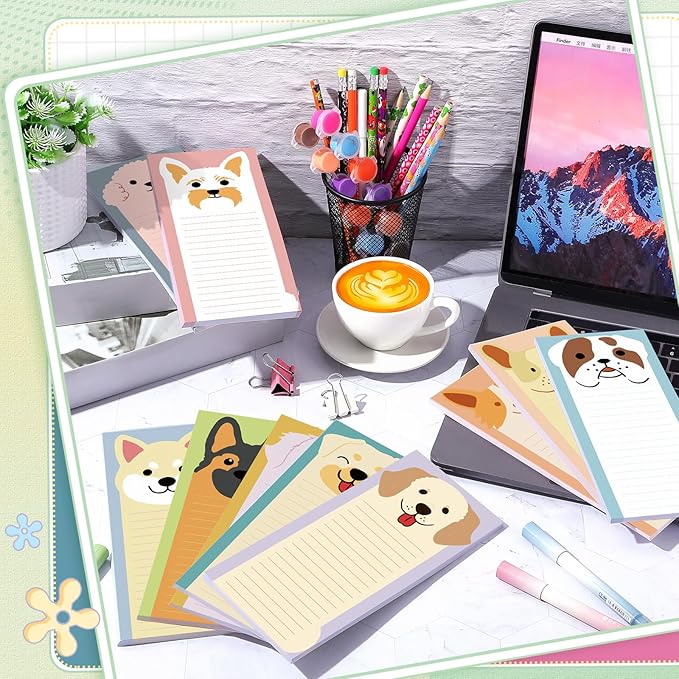Censen 10 Pack 500 Sheets To Do List Notes Daily Checklist Notepads with 50 Sheets Each Undated Color Memo Pad Block Shopping List Pad Weekly Plan Notepad Organizer Planners(Dog Pattern,Lined)