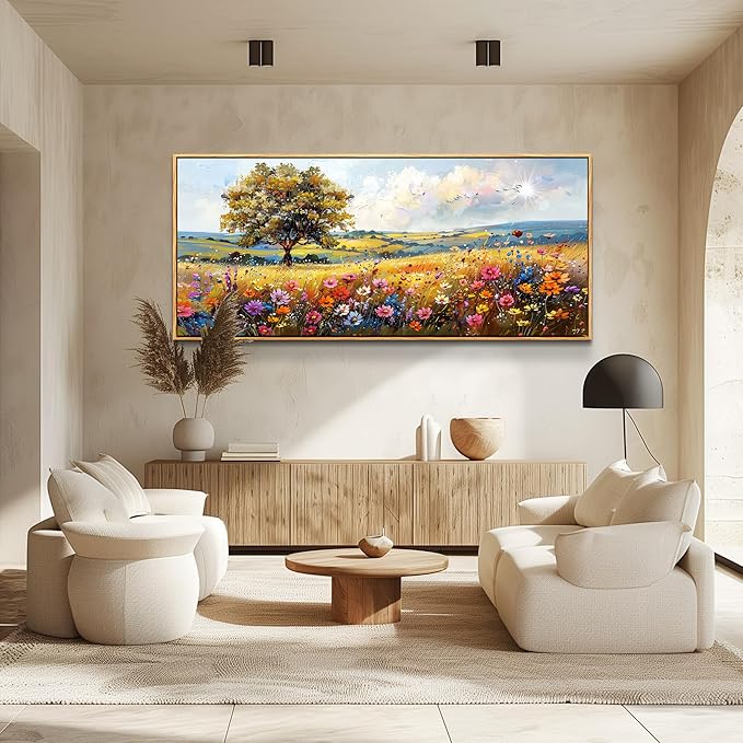 hyidecorart Large Framed Wall Art, Spring Landscape Wall Art, Nature Tree